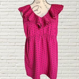 Motherhood Maternity sleeveles dark pink‎ polka dot blouse Small